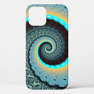 Case-Mate iPhone Case Art fractal spirale abstrait bleu turquoise orange
