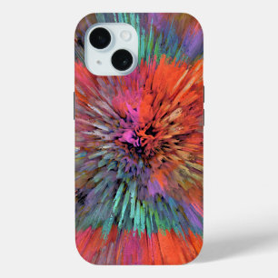 Coque Pour iPhone 15 Art fractal Supernova Arc-en-ciel