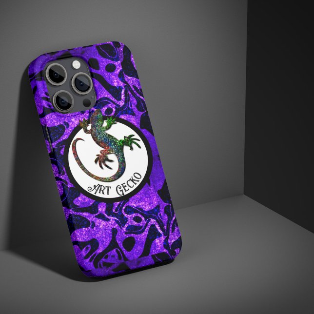 Coques Case-Mate iPhone Art Gecko - arrière - plan violet (Créateur téléchargé)