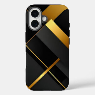 Coque Pour iPhone 16 Art géométrique noir et or