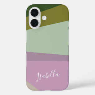 Coque Pour iPhone 16 Art géométrique violet et vert personnalisé