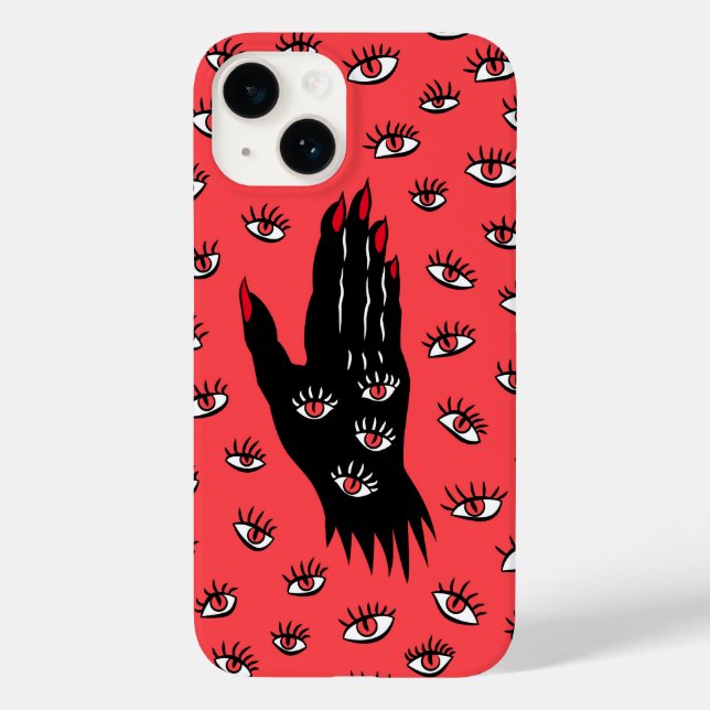 Coques Case-Mate iPhone Art gothique d'Halloween - Yeux Éffrayants à main  (Verso)