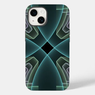 Coque Pour iPhone 14 Art graphique géométrique fractal sarcelle moderne