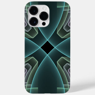 Coque Pour Pour iPhone 14 Pro Max Art graphique géométrique fractale sarcelle modern