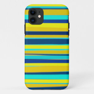 Etui iPhone Case-Mate Art graphique rayé jaune et bleu