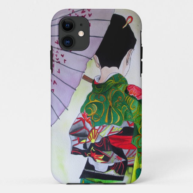 Coques Case-Mate iPhone Art japonais Geisha avec kimono et parapluie (Dos)