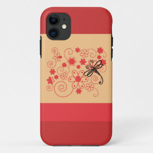 Coque iPhone 11 Art libellule fleurie