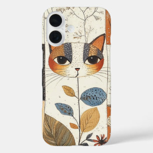 Coque Pour iPhone 16 Art Mi-Siècle Moderne Cute Chat