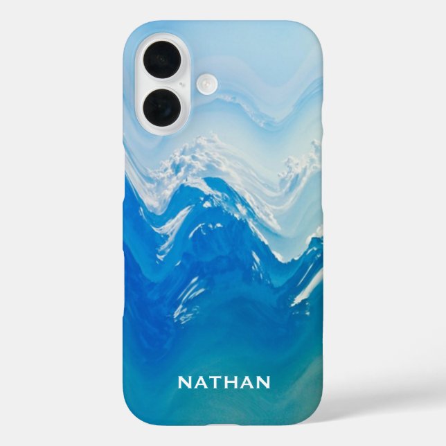 Coques Case-Mate iPhone Art moderne Abstrait Blue Ocean Personnalisé (Verso)