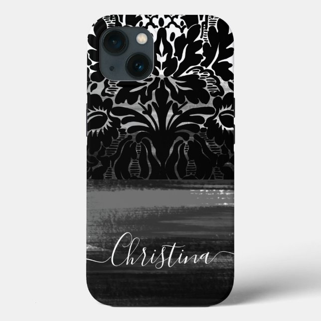 Coques Case-Mate iPhone Art noir & blanc unique Damask Brochures (Verso)