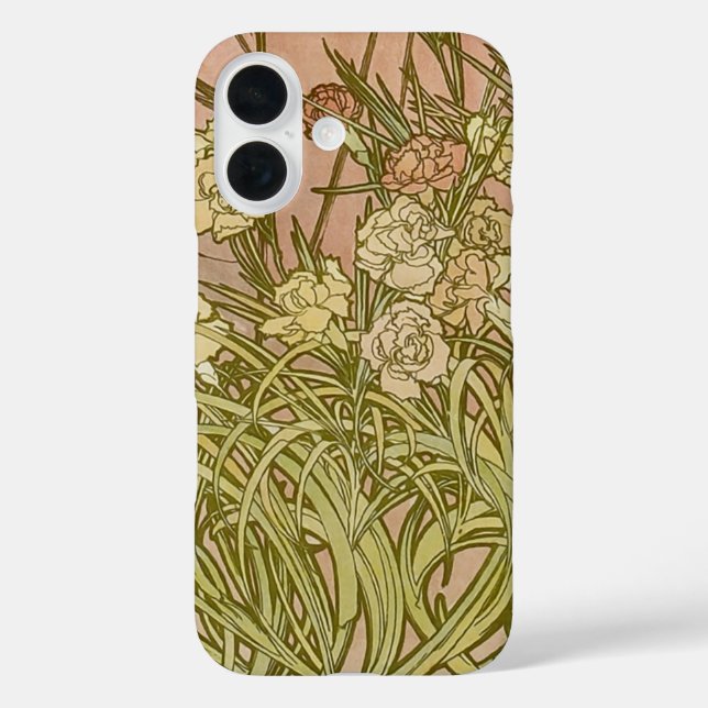 Coques Case-Mate iPhone Art Nouveau Alfonse Mucha fleurs d'oeillets floral (Verso)