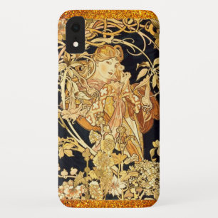 Case-Mate iPhone Case Art nouveau alphonse mucha femme floral or noir