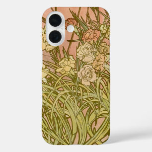 Coque Pour iPhone 16 Art Nouveau Alphonse Mucha Fleurs de carnation flo