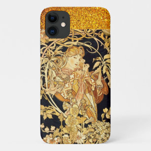 Case-Mate iPhone Case Art nouveau femme floral alphonse mucha noir or