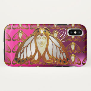 COQUE Case-Mate POUR iPhone ART NOUVEAU MOTH FEMME GEM MONOGRAM ROSE PURPLE