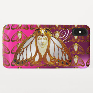 COQUES POUR iPhone ART NOUVEAU MOTH FEMME GEM MONOGRAM ROSE PURPLE