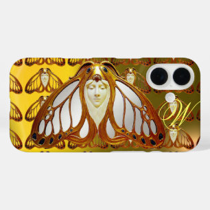 COQUES iPhone 16  ART NOUVEAU MOTH FEMME GEM MONOGRAS