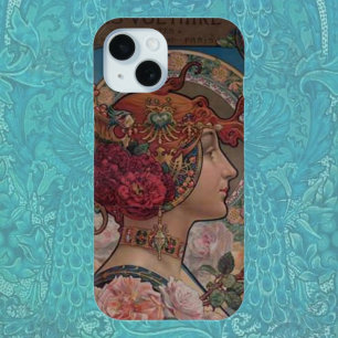 Coque Pour iPhone 15 Art Nouveau Muse Florale   Belle Époque Vintage 