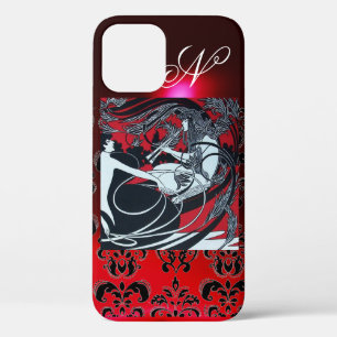 COQUE iPhone 12 ART NOUVEAU PAN, ROUGE BLACÉ BLANC DOMMASQUE MONOG