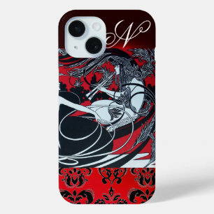 COQUE POUR iPhone 15 ART NOUVEAU PAN, ROUGE BLACÉ BLANC DOMMASQUE MONOG