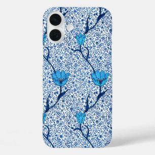 Coques iPhone 16 Plus Art Nouveau Tulip Damask, Cobalt Blue