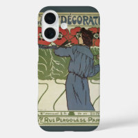 Art Nouveau vintage, Artiste Peignant des Pavots