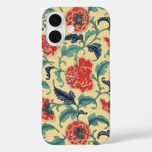 Coque Pour iPhone 16 Art Nouveau Vintage Chinoiserie Fleurie Rouge Chin