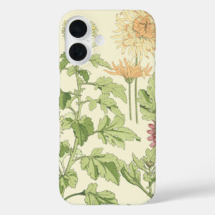 Coques iPhone 16 Art Nouveau vintage, Chrysanthèmes dans un jardin