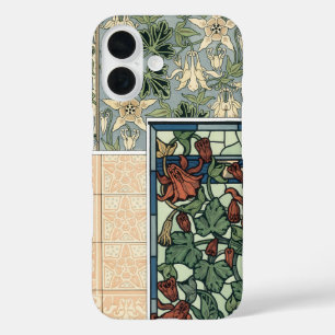 Coque Pour iPhone 16 Art Nouveau vintage, Columbine Aquilegia Flowers