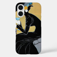 Art Nouveau vintage, Dame buvant du thé Marco Polo