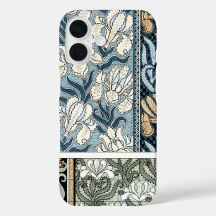 Coques iPhone 16 Art Nouveau vintage, fleurs d'iris de jardin