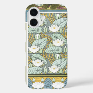 Coque Pour iPhone 16 Art Nouveau vintage, Fleurs Jardins Nénuphars