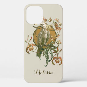 Coques Pour iPhone Art nouveau vintage, oiseau cacatoès, fleurs d'orc