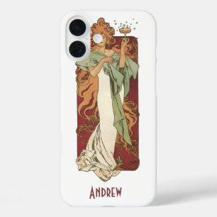 iPhone 16 Plus Case Art Nouveau vintage par Mucha, Champagne Party