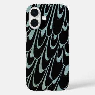 Coques iPhone 16 Art Nouveau vintage This Kiss, Femme avec Peacock