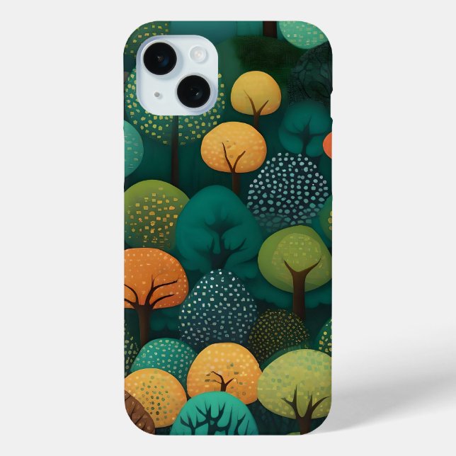 Coques Case-Mate iPhone Art numérique des mignons arbres (Verso)