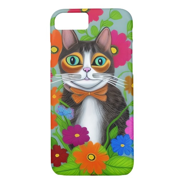 Coques Case-Mate iPhone Art populaire Chat et Fleurs Whimsical (Dos)