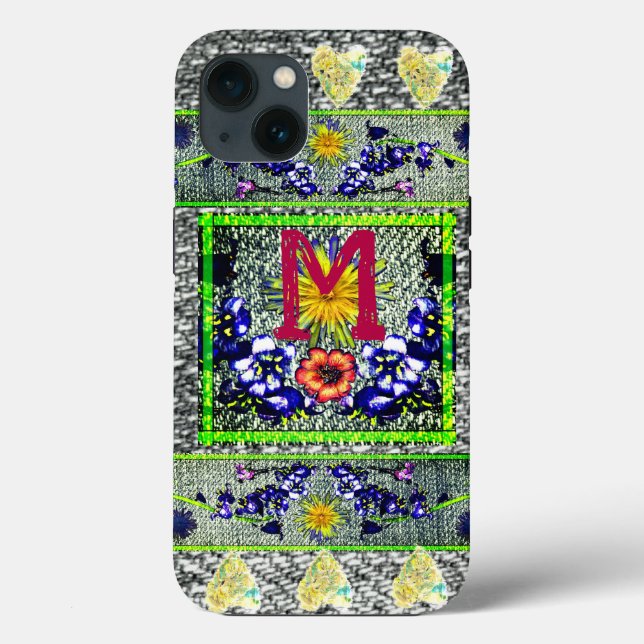 Coques Case-Mate iPhone Art populaire Denim initial Hippie (Verso)
