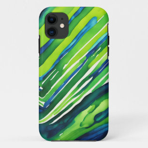 Case-Mate iPhone Case Art rayures vert néon et bleu foncé