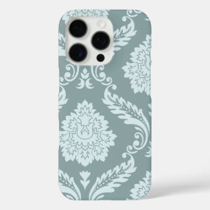 Coques iPhone 16 Pro Art Rococo Damassé I Bleu Canard Œuf+Turquoise