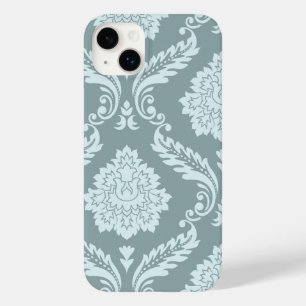 Coque Pour iPhone 14 Plus Art Rococo Damassé I Bleu Canard+Turquoise