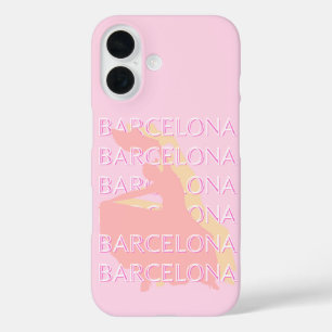 Coque Pour iPhone 16 Art Voyage de Barcelone, Espagne Art, Rose, Pastel