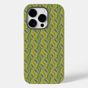 Coque Pour iPhone 14 Pro Artdeco bleu jaune dans le style rétro