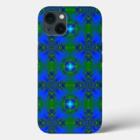 Artdeco en style rétro grün blau und sterne
