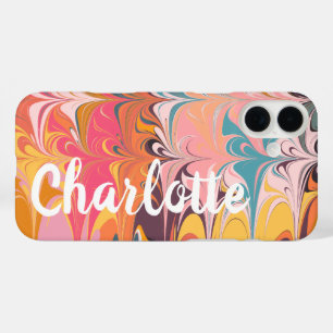 Coques iPhone 16 Plus Artsy coloré Abstrait en marbre Swirl Personnalisé