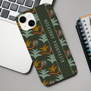 Coque Pour iPhone 14 Artsy Dark Green Motif d'art Abstrait personnalisé