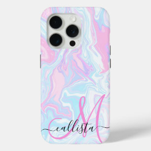 Coque iPhone 15 Pro Artsy Moderne Motif en marbre rose