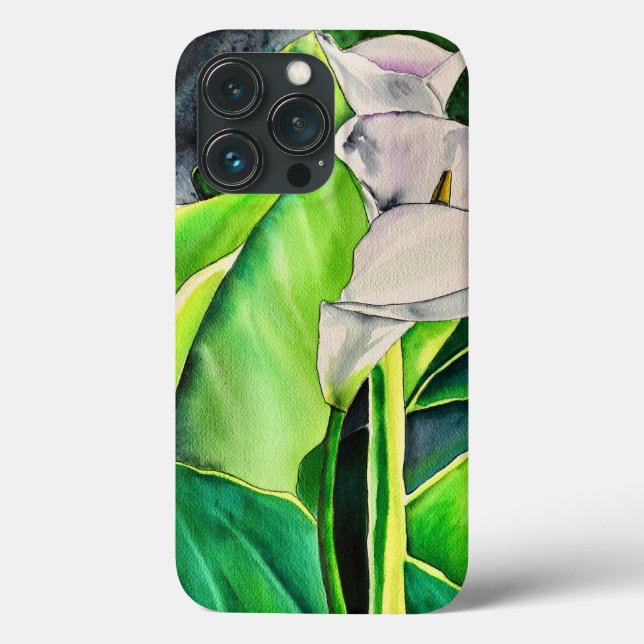 Coques Case-Mate iPhone Arum blanc Lily aquarelle tropicale florale (Verso)
