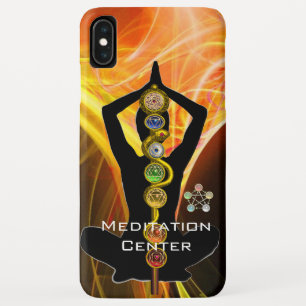 Coque Pour iPhone XS Max ASCLEPIUS ROD,7 CHAKRAS YOGA LOTUS POSE Jaune