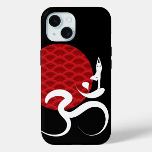 Coque Pour iPhone 15 Asiatique Red Sun Yoga & Moderne Zen Calligraphie